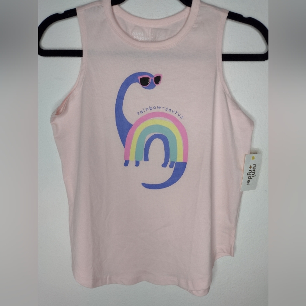 NWT Rumi + Ryder Girl's Pink/"rainbow-saurus" Top Multiple Sizes